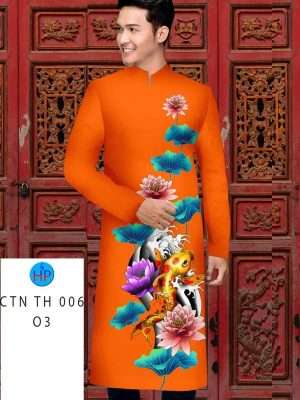 Vải Áo Dài Nam Hoa Sen Và Cá Chép AD CTNTH006 11